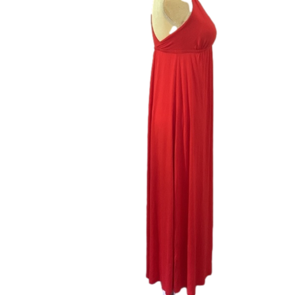 Lush Red Sleeveless V-Neck Long Maxi Casual Dressy Dress Size M - Picture 3 of 15